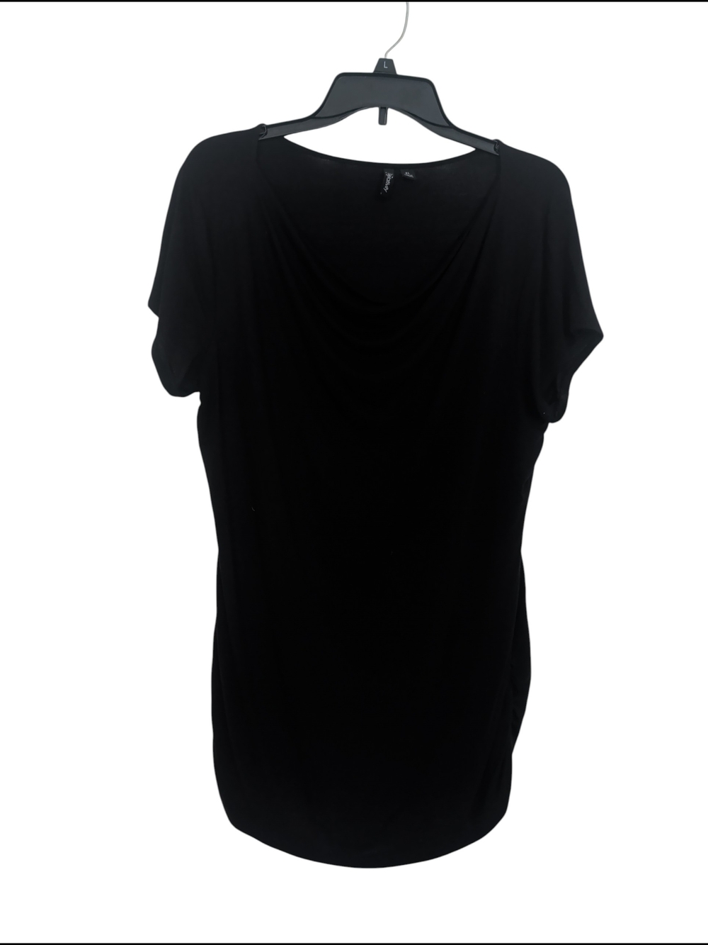 Relativity Black Draped Short Sleeve Top